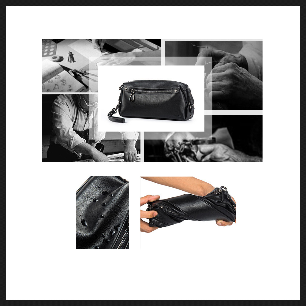 Whatna革 ミニセカンドバッグ メンズ クラッチ バッグ  カジュアル フォーマル 冠婚葬祭 結婚式 バッグ紳士用 男性用 黑 5