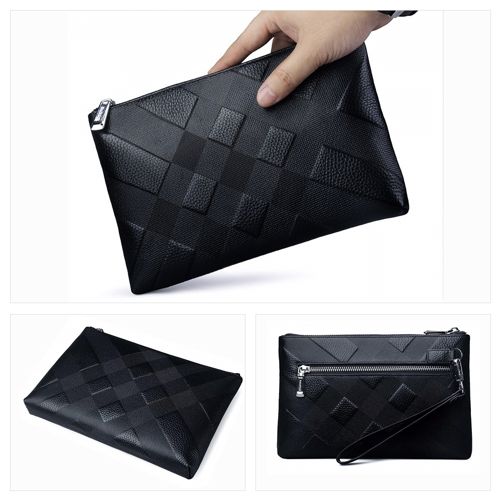 Whatna  2way牛革 セカンドバッグ メンズ クラッチ バッグ 本革 厚手レザーB5 9.7インチのipad収納可 6枚カード収納 小銭入 カジュアル フォーマル 冠婚葬祭 結婚式 バッグ紳士用 男性用 黑 （hs-921） 1