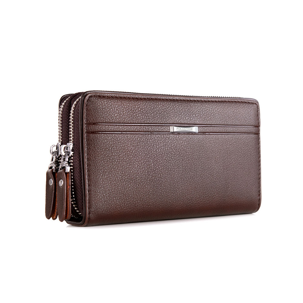 Whatna 2way革 ミニセカンドバッグ メンズ バッグ ダブルファスナー 小銭入れ 7枚カード収納 本 革 厚手 レザー小さめ クラッチバッグ 長財布 手持ちバッグ 男性用 紳士用 結婚式 バッグ 冠婚葬祭 バッグ黒ブラウン 168 2