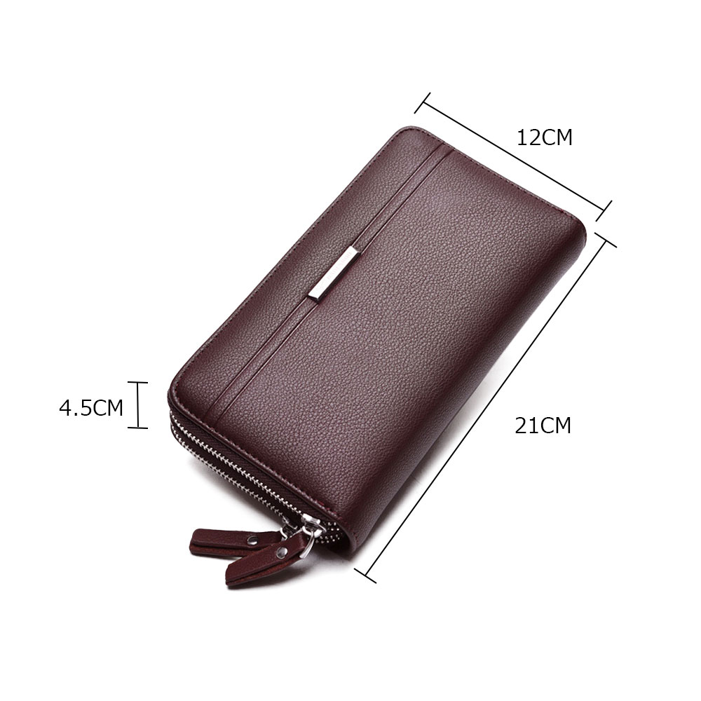 Whatna 2way革 ミニセカンドバッグ メンズ バッグ ダブルファスナー 小銭入れ 7枚カード収納 本 革 厚手 レザー小さめ クラッチバッグ 長財布 手持ちバッグ 男性用 紳士用 結婚式 バッグ 冠婚葬祭 バッグ黒ブラウン 168 4