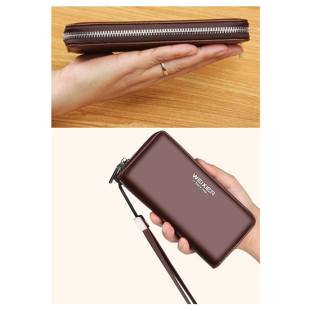 Whatnaミニセカンドバッグ メンズ バッグ 12枚カード収納 小さめ クラッチバッグ 長財布 革 手持ちバッグ メンズ ポーチ 男性用 紳士用 結婚式 冠婚葬祭 黒 ブラウン W96 7