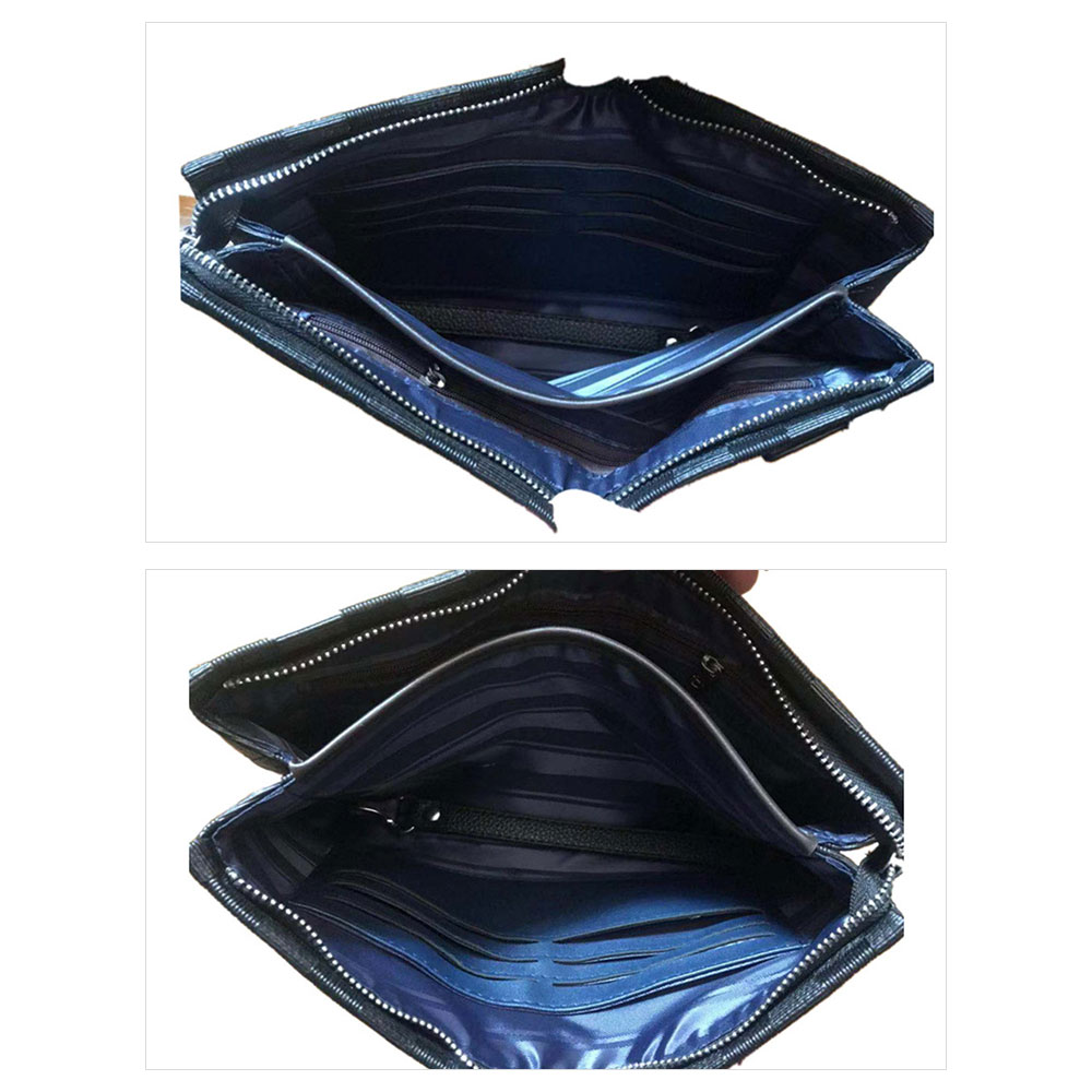 Whatna  2way革 セカンドバッグ メンズ クラッチ バッグB5 6枚カード収納 カジュアル フォーマル 冠婚葬祭 結婚式 バッグ紳士用 男性用 黑 4