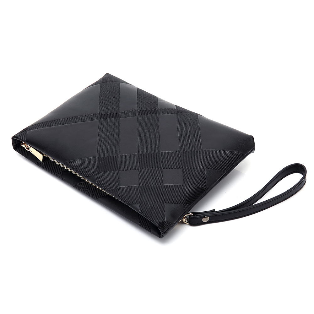 Whatna  2wayセカンドバッグ メンズ クラッチ バッグ 本 革 厚 手 レザー B5 10.5インチのipad収納可 カジュアル フォーマル 冠婚葬祭 結婚式 バッグ紳士用 男性用 黑 （FL0408） 1