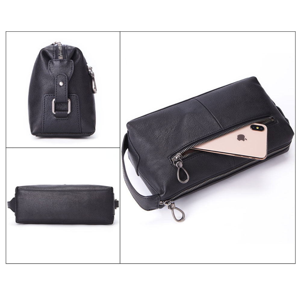 Whatna 2way 牛革 ミニセカンドバッグ メンズ クラッチ バッグ 天 然 厚手 本革 レザー カジュアル フォーマル 冠婚葬祭 結婚式 バッグ紳士用 男性用黒8185 3