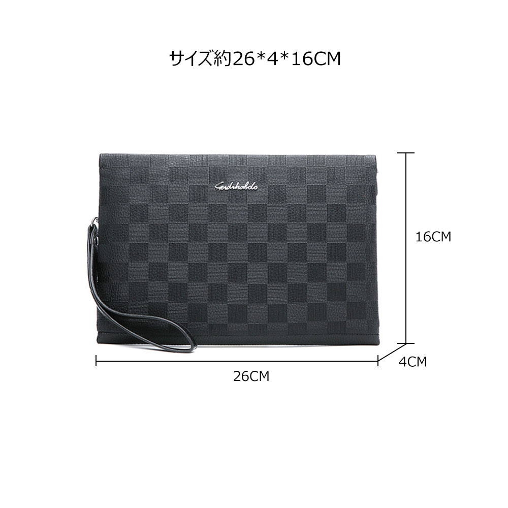 Whatna  2way革 セカンドバッグ メンズ クラッチ バッグB5 6枚カード収納 カジュアル フォーマル 冠婚葬祭 結婚式 バッグ紳士用 男性用 黑 3