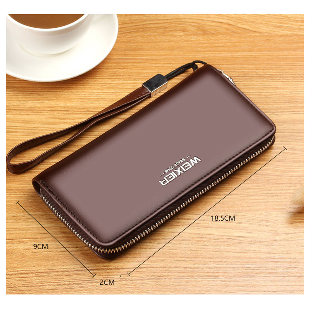 Whatnaミニセカンドバッグ メンズ バッグ 12枚カード収納 小さめ クラッチバッグ 長財布 革 手持ちバッグ メンズ ポーチ 男性用 紳士用 結婚式 冠婚葬祭 黒 ブラウン W96 3