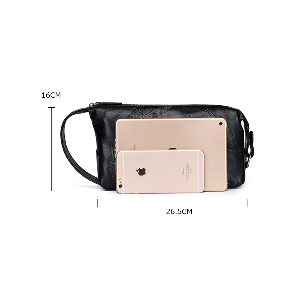 Whatna 2way 牛革 ミニセカンドバッグ メンズ クラッチ バッグ 本革 厚手レザー 6枚カード収納 カジュアル フォーマル 冠婚葬祭 結婚式 バッグ紳士用 男性用 黑 8