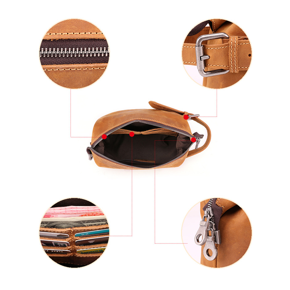 Whatna 2way 牛革 ミニセカンドバッグ メンズ クラッチ バッグ 厚手 本革 レザー 6枚カード収納 カジュアル フォーマル 冠婚葬祭 結婚式 バッグ紳士用 男性用ブラウン6465 5