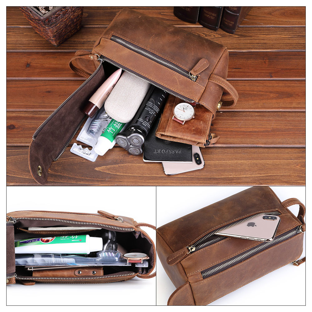 Whatna 2way 牛革 ミニセカンドバッグ メンズ クラッチ バッグ 天 然 厚手 本革 レザー カジュアル フォーマル 冠婚葬祭 結婚式 バッグ紳士用 男性用ブラウン8211 3