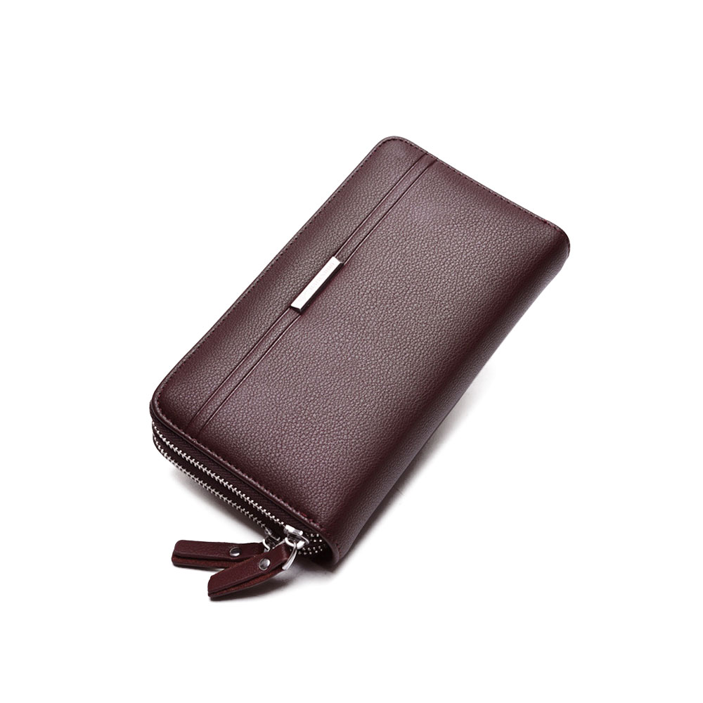 Whatna 2way革 ミニセカンドバッグ メンズ バッグ ダブルファスナー 小銭入れ 7枚カード収納 本 革 厚手 レザー小さめ クラッチバッグ 長財布 手持ちバッグ 男性用 紳士用 結婚式 バッグ 冠婚葬祭 バッグ黒ブラウン 168 3