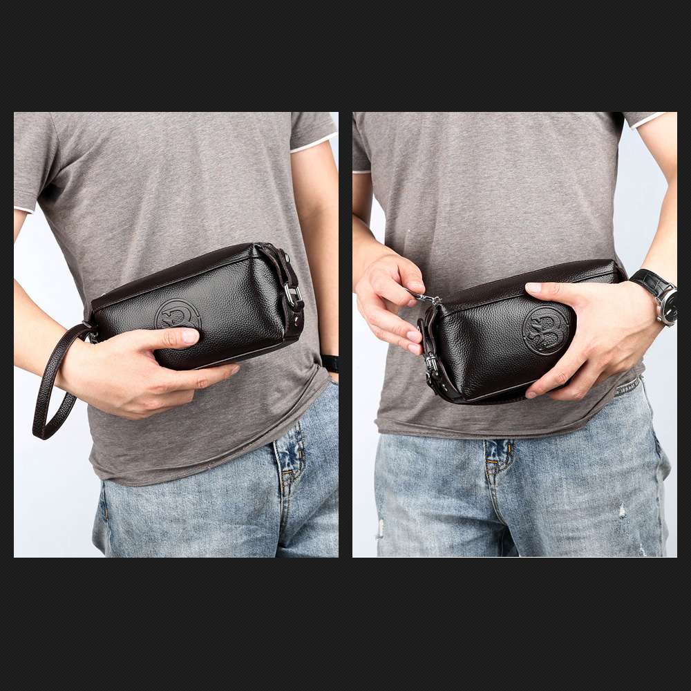 Whatna 2way 牛革 ミニセカンドバッグ メンズ クラッチ バッグ  本革 4枚カード収納 カジュアル フォーマル 冠婚葬祭 結婚式 バッグ紳士用 男性用 黑 66171 7