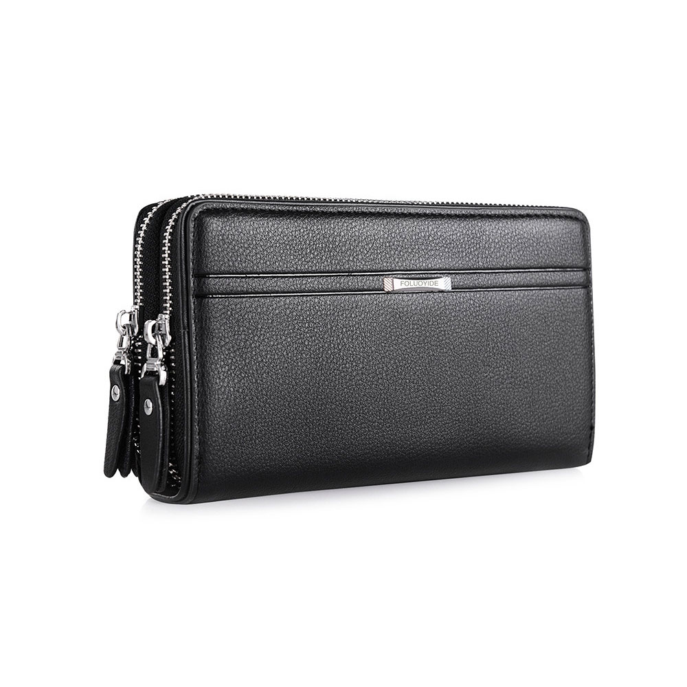 Whatna 2way革 ミニセカンドバッグ メンズ バッグ ダブルファスナー 小銭入れ 7枚カード収納 本 革 厚手 レザー小さめ クラッチバッグ 長財布 手持ちバッグ 男性用 紳士用 結婚式 バッグ 冠婚葬祭 バッグ黒ブラウン 168 0