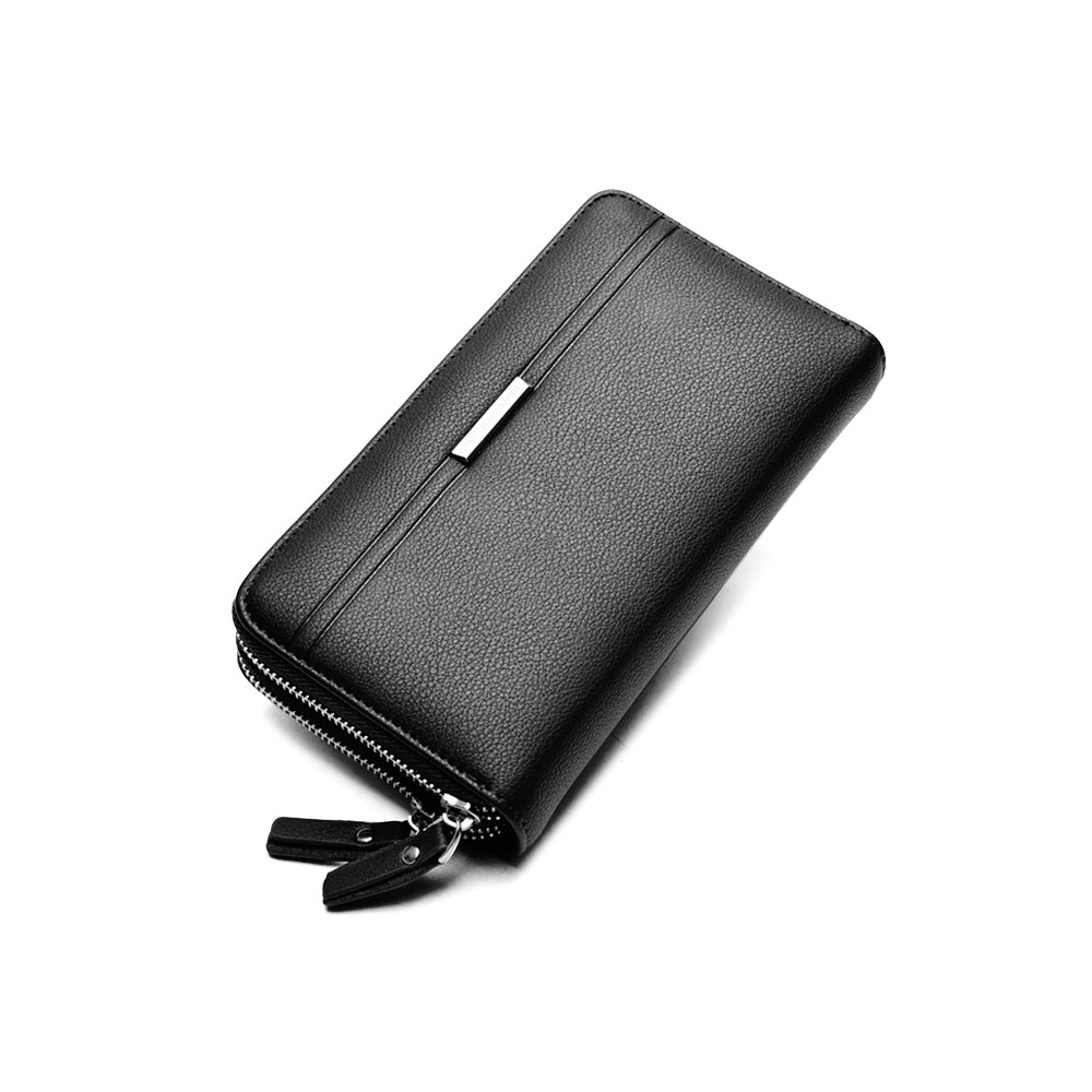 Whatna 2way革 ミニセカンドバッグ メンズ バッグ ダブルファスナー 小銭入れ 7枚カード収納 本 革 厚手 レザー小さめ クラッチバッグ 長財布 手持ちバッグ 男性用 紳士用 結婚式 バッグ 冠婚葬祭 バッグ黒ブラウン 168 1