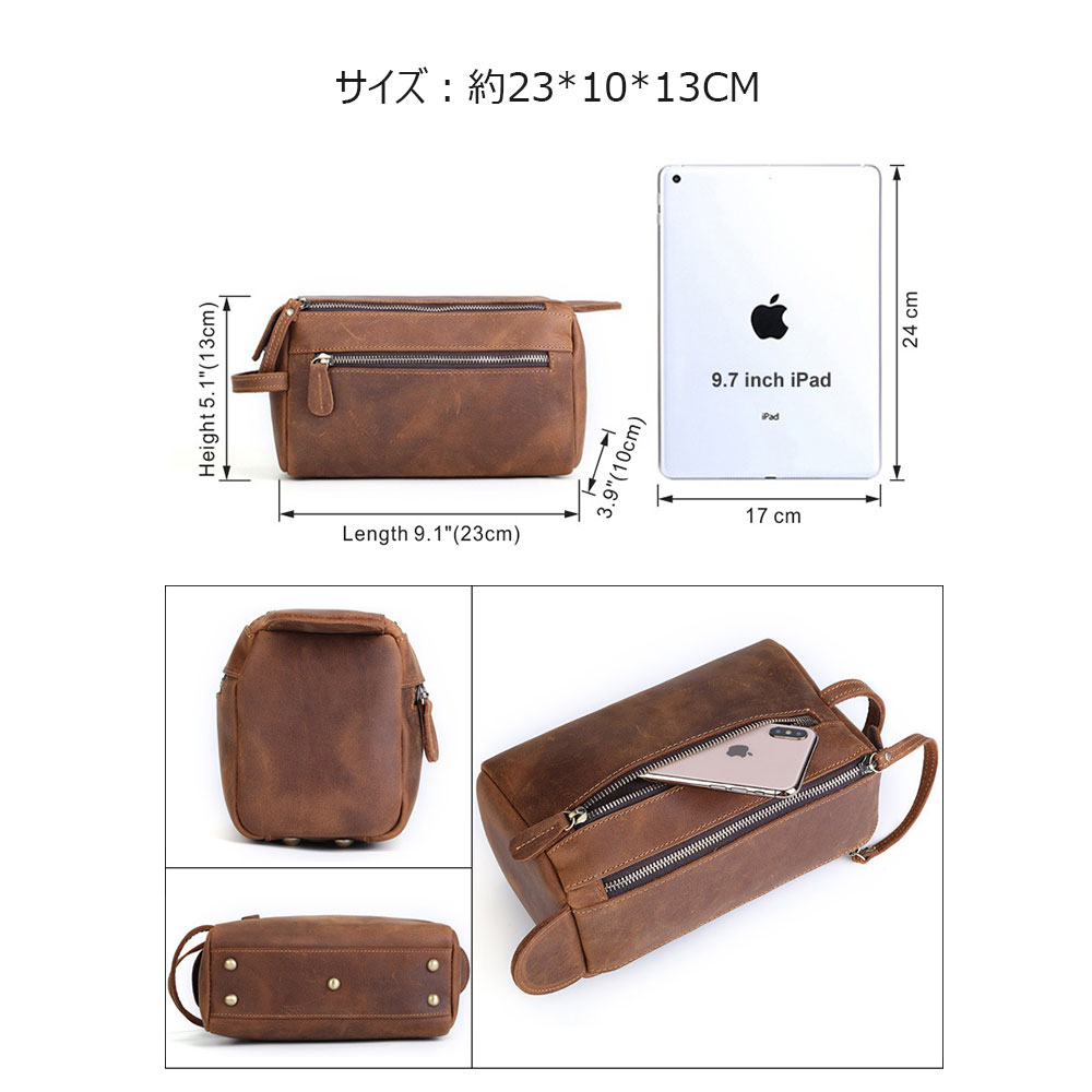 Whatna 2way 牛革 ミニセカンドバッグ メンズ クラッチ バッグ 天 然 厚手 本革 レザー カジュアル フォーマル 冠婚葬祭 結婚式 バッグ紳士用 男性用ブラウン8211 2