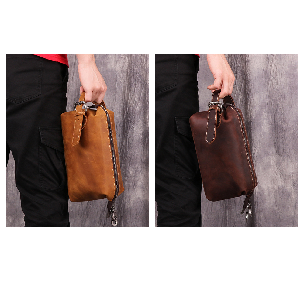 Whatna 2way 牛革 ミニセカンドバッグ メンズ クラッチ バッグ 厚手 本革 レザー 6枚カード収納 カジュアル フォーマル 冠婚葬祭 結婚式 バッグ紳士用 男性用ブラウン6465 7