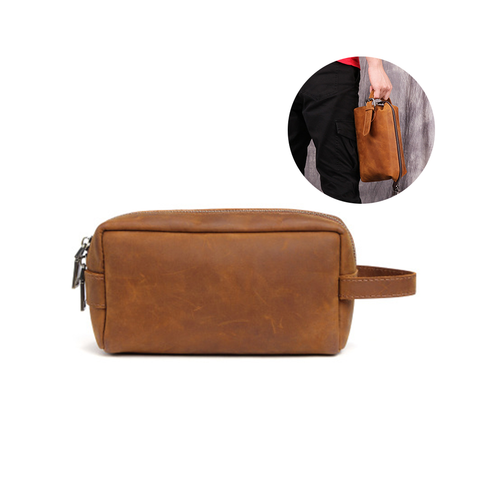 Whatna 2way 牛革 ミニセカンドバッグ メンズ クラッチ バッグ 厚手 本革 レザー  カジュアル フォーマル 冠婚葬祭 結婚式 バッグ紳士用 男性用ブラウン6366 5