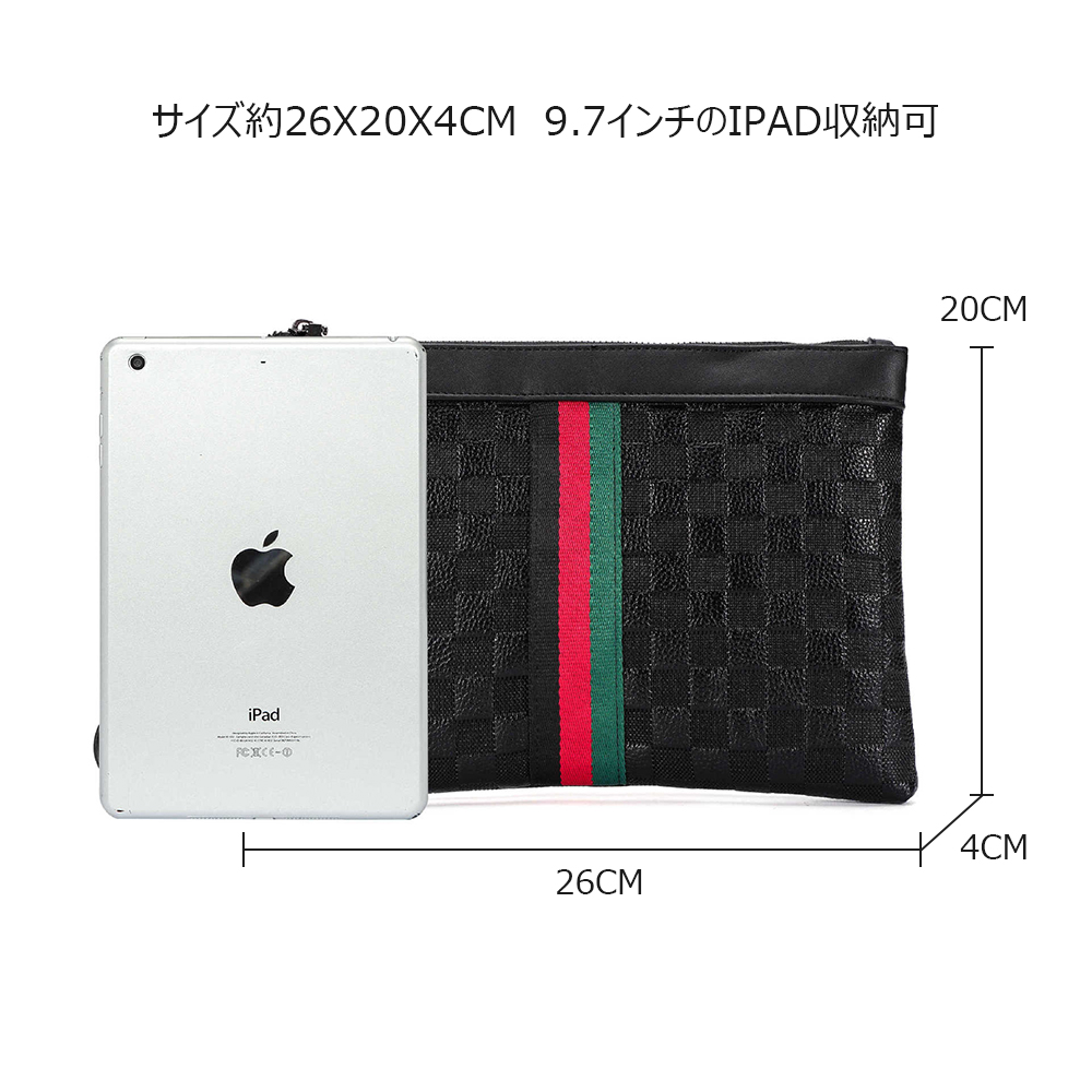 Whatna  2way セカンドバッグ メンズ クラッチ バッグB5 10.5インチのipad収納可 6枚カード収納 カジュアル フォーマル 冠婚葬祭 結婚式 バッグ紳士用 男性用 黑 4