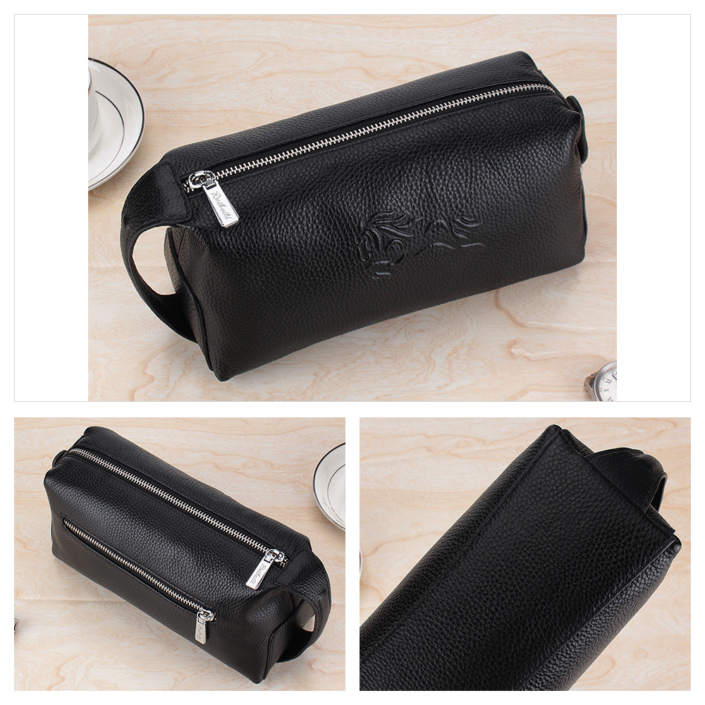 Whatna 2way 牛革 ミニセカンドバッグ メンズ クラッチ バッグ 本革 厚手レザー 6枚カード収納 カジュアル フォーマル 冠婚葬祭 結婚式 バッグ紳士用 男性用 黑 1