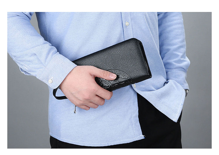 Whatna 2way革 ミニセカンドバッグ メンズ バッグ 小銭入れ 12枚カード収納 本 革 厚手 レザー小さめ クラッチバッグ 長財布 手持ちバッグ 男性用 紳士用 結婚式 バッグ 冠婚葬祭 バッグ黒（hs-1089） 6