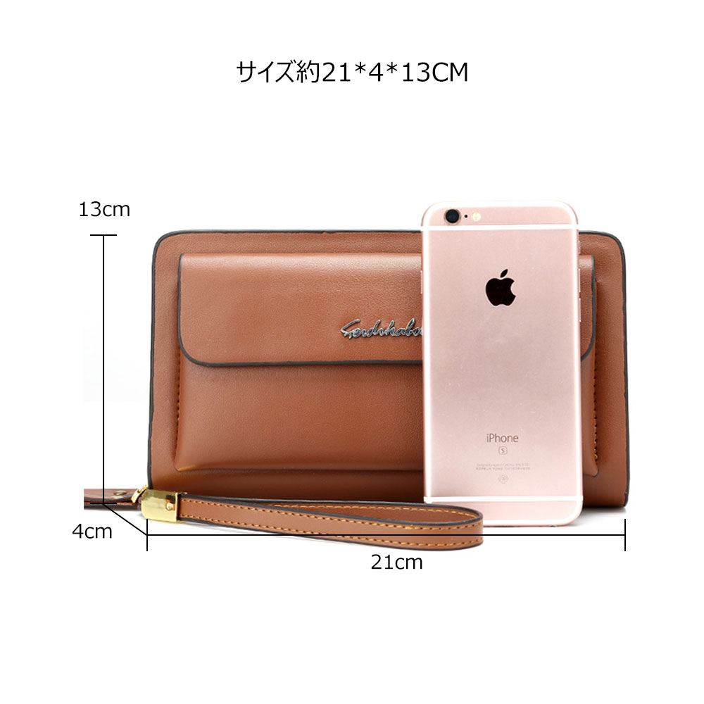 Whatna 2way 牛革 ミニセカンドバッグ メンズ バッグ7枚カード収納 厚手 本革 ダブルファスナー 小さめ クラッチバッグ 長財布 手持ちバッグ 男性用 紳士用 結婚式 冠婚葬祭 バッグ 黒 ブラウンfdk-A182 3