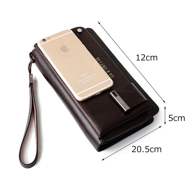 Whatna 2way牛革 ミニセカンドバッグ メンズ バッグ 小銭入れ 18枚カード収納 本 革 厚手 レザー小さめ クラッチバッグ 長財布 手持ちバッグ 男性用 紳士用 結婚式 バッグ 冠婚葬祭 バッグ黒(JN885005) 3