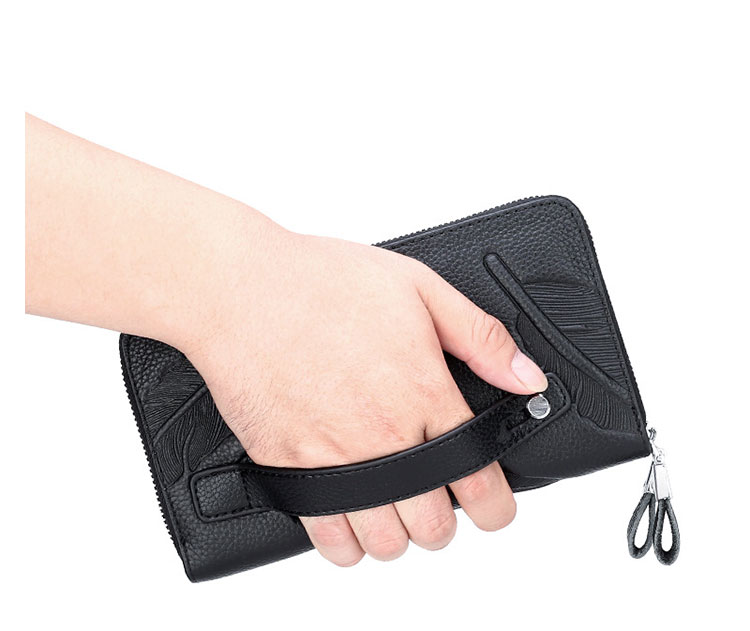 Whatna 2way牛革 ミニセカンドバッグ メンズ バッグ ダブルファスナー 小銭入れ  12枚カード収納 本 革 厚手 レザー小さめ クラッチバッグ 長財布 手持ちバッグ 男性用 紳士用 結婚式 バッグ 冠婚葬祭 バッグ黒ブラウン （80166-2#） 4