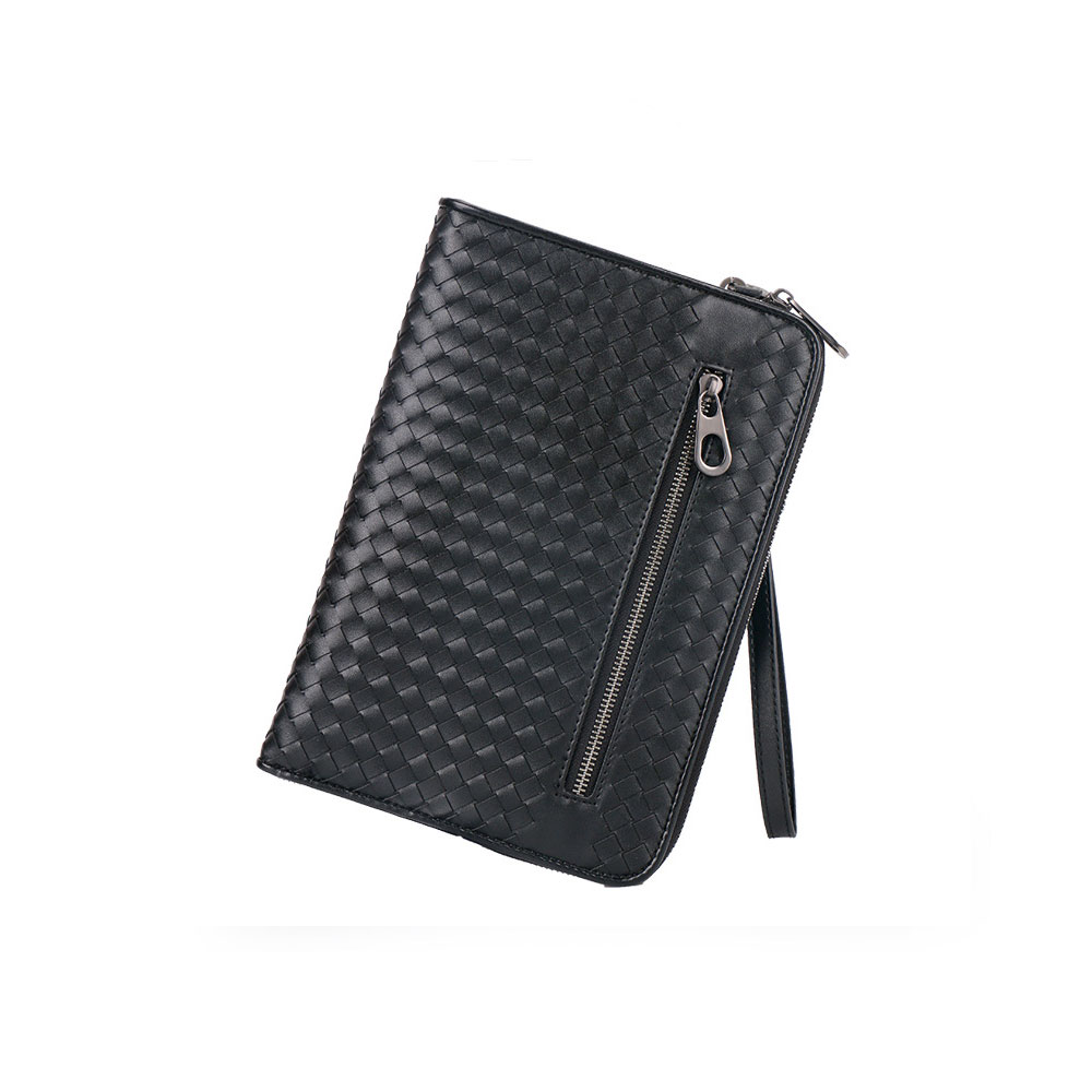 Whatna 2way 牛革 手作り編み込み セカンドバッグ メンズ バッグ クラッチ バッグ 本革 厚手 レザー 10.5 ipad 収納可 手持ちバッグ 結婚式 バッグ フォーマル  ビジネス 冠婚葬祭 バッグ 男性用 紳士用 黒 （B#PR50） 0