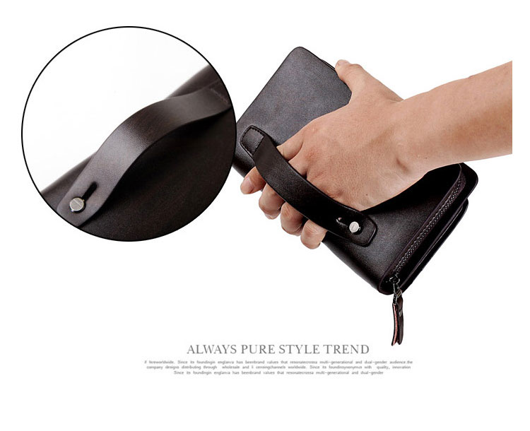 Whatna 2way牛革 ミニセカンドバッグ メンズ バッグ 小銭入れ 18枚カード収納 本 革 厚手 レザー小さめ クラッチバッグ 長財布 手持ちバッグ 男性用 紳士用 結婚式 バッグ 冠婚葬祭 バッグ黒(JN885005) 6