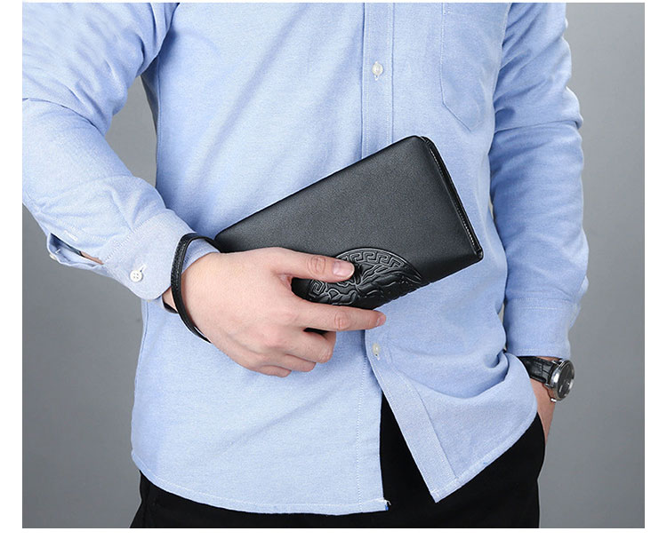 Whatna 2way革 ミニセカンドバッグ メンズ バッグ 小銭入れ 12枚カード収納 本 革 厚手 レザー小さめ クラッチバッグ 長財布 手持ちバッグ 男性用 紳士用 結婚式 バッグ 冠婚葬祭 バッグ黒（hs-1089） 8