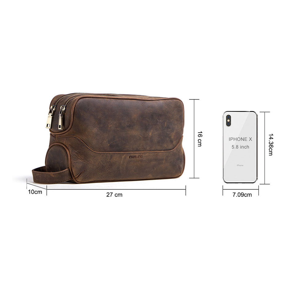 Whatna牛革 ミニセカンドバッグ メンズ クラッチ バッグ 厚手 本革 レザー 2室仕切 カジュアル フォーマル 冠婚葬祭 結婚式 バッグ紳士用 男性用 黑 ブラウン MC1005 2