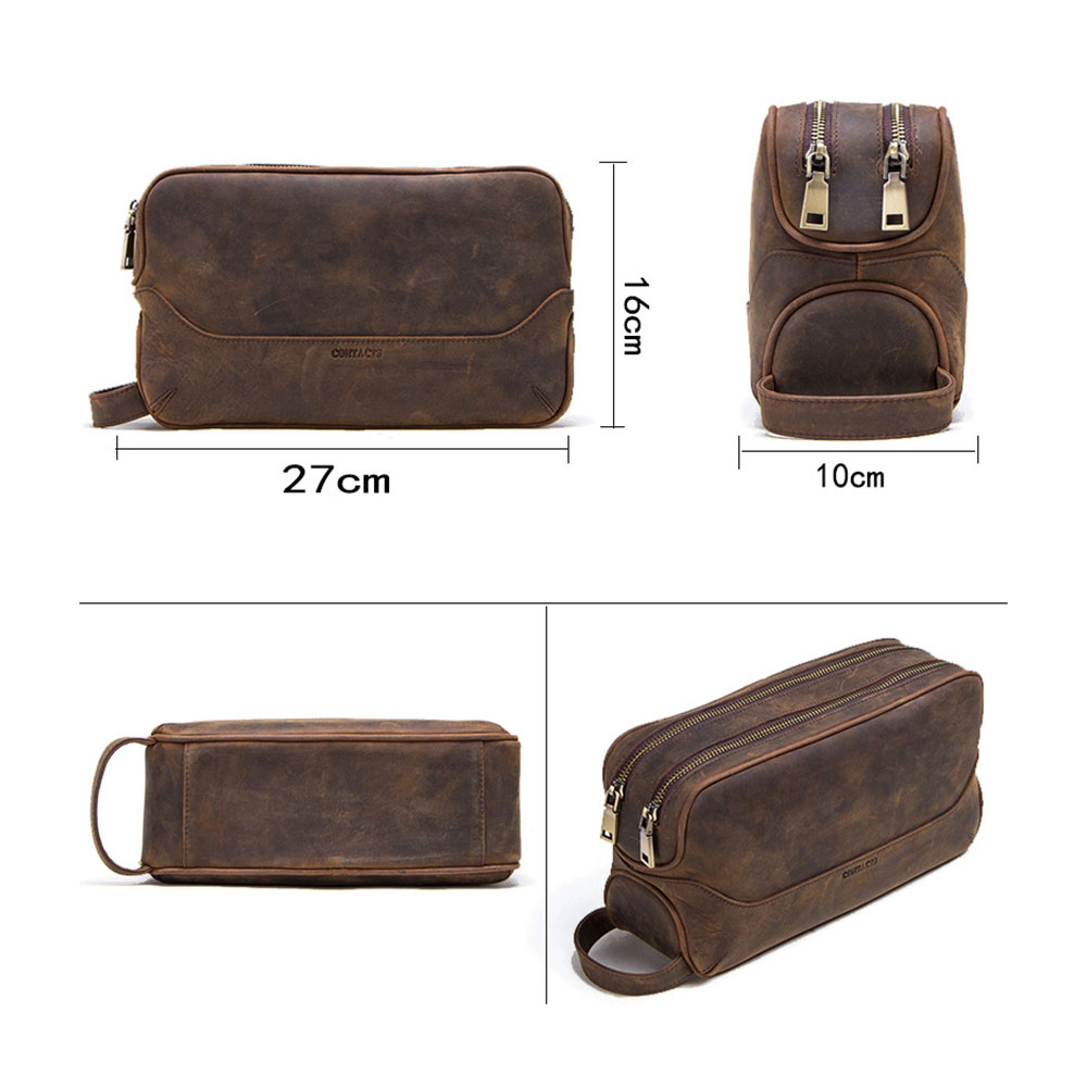 Whatna牛革 ミニセカンドバッグ メンズ クラッチ バッグ 厚手 本革 レザー 2室仕切 カジュアル フォーマル 冠婚葬祭 結婚式 バッグ紳士用 男性用 黑 ブラウン MC1005 3