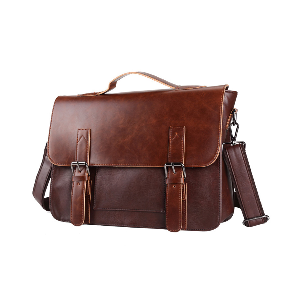 Whatna ビジネス バッグ メンズ 2way ショルダー 手提げ大容量 ブリーフケース A4 14インチPC対応黒 ブラウン(6615) 1