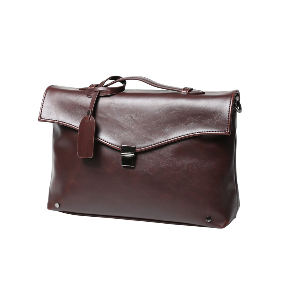 Whatna ビジネス バッグ メンズ 2way ショルダー 手提げ大容量 ブリーフケース A4 14インチPC ブラウン(6126) 1