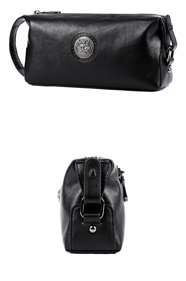 Whatna YJBBボックス型 ミクラッチ バッグ メンズ バッグ セカンドバッグ 小きめ 厚手 レザー本革 手持ちバッグ 結婚式 バッグ 冠婚葬祭バッグ 男性用 紳士用 通勤用 黒 （2001） 1