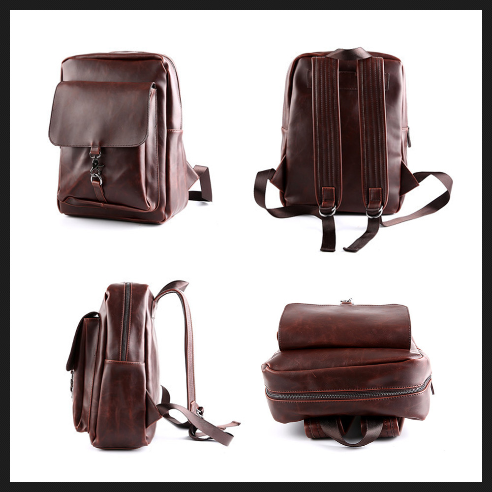 Whatna ビジネスバッグメンズ バッグ 手提げ・リュックの2WAY厚手 レザー A4 14インチ収納可 大容量 盗難防止 旅行 出張用 通勤 通学 就活 面接 バッグ かばん 男性用 ブラウン 茶 黒（9916） 2