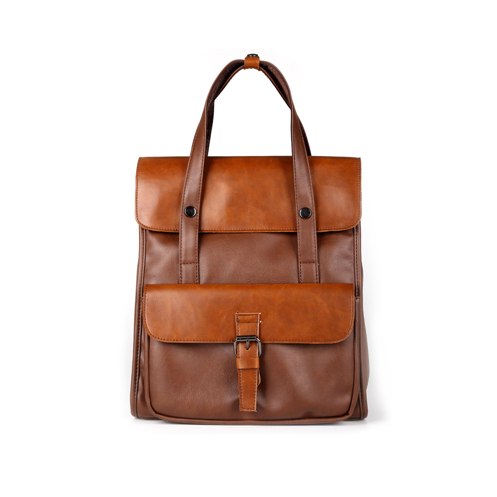 Whatna ビジネスバッグメンズ バッグ 手提げ・リュックの2WAY厚手 レザー A4 15インチ収納可 大容量 盗難防止 旅行 出張用 通勤 通学 就活 面接 バッグ かばん 男性用 ブラウン 茶 黒(6526) 2