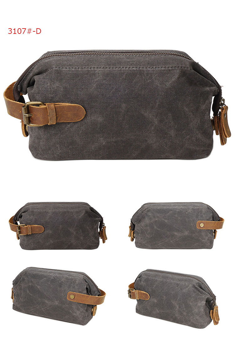 Whatna YJBBミニセカンドバッグ メンズ バッグ クラッチ バッグ 厚手 帆布x牛革 化粧かばん 手持ちバッグ 結婚式 バッグ フォーマル ビジネス 冠婚葬祭バッグ 男性用 紳士用 (3107#) 3