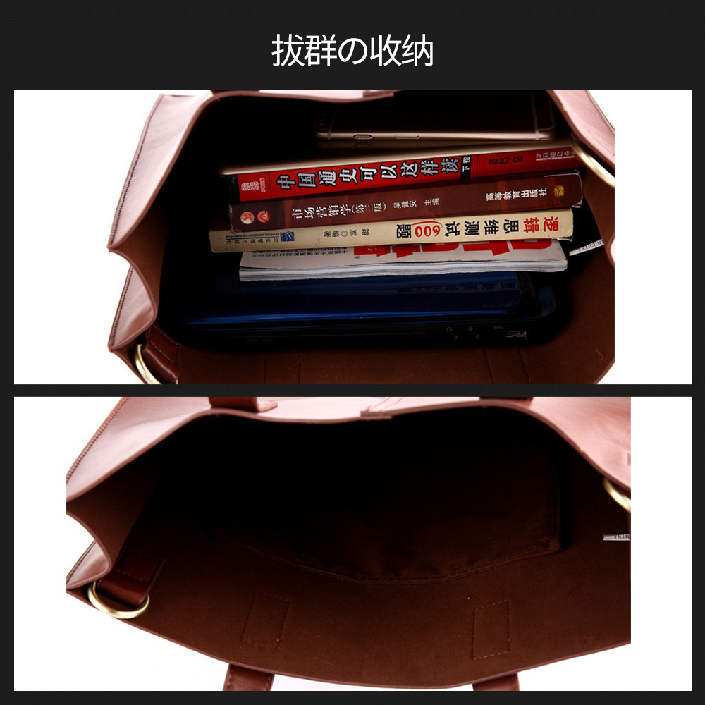 Whatna ビジネス バッグ メンズ 2way ショルダー 手提げ大容量 ブリーフケース A4 14インチPC ブラウン(2168) 4