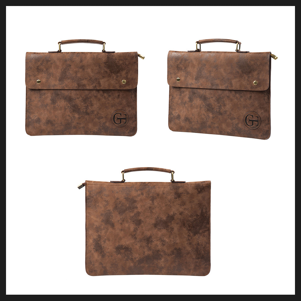 Whatna ビジネス バッグ メンズ 手提げ バッグ大容量 ブリーフケース A4 14インチPC ブラウン（8733） 1