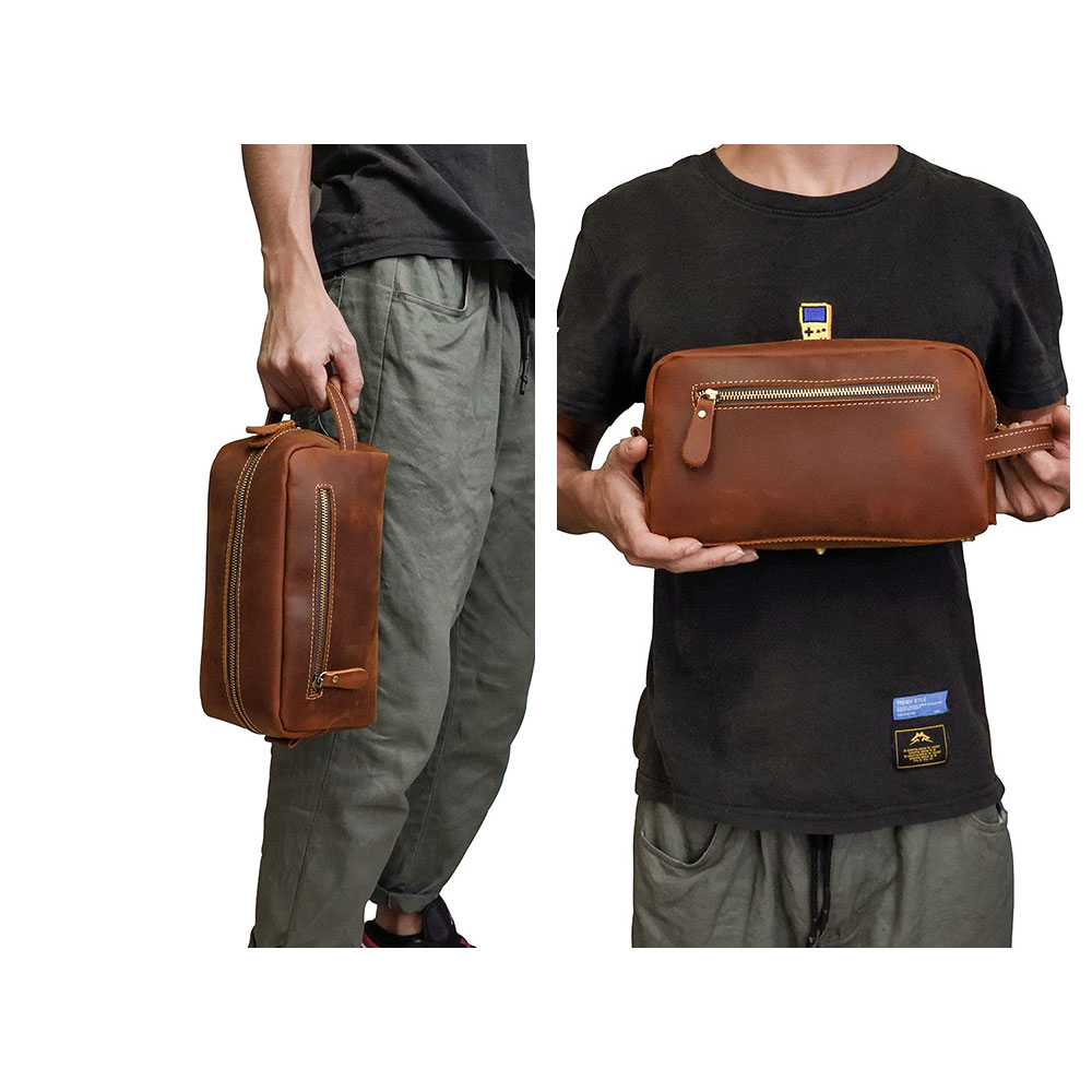 Whatna 2way 牛革 ミニセカンドバッグ メンズ クラッチ バッグ 厚手 本革 レザーカジュアル フォーマル 冠婚葬祭 結婚式 バッグ紳士用 男性用ブラウンSNQB1002 6