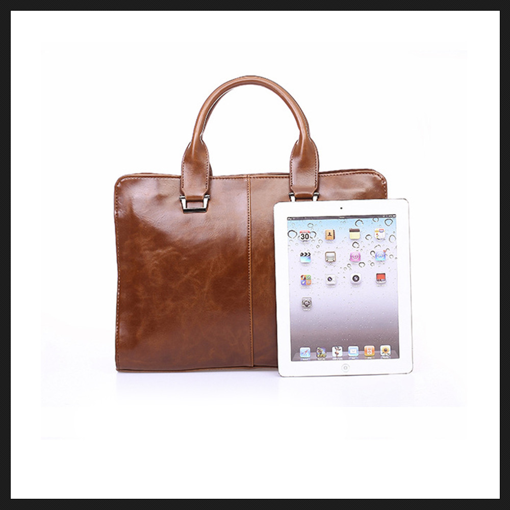 Whatna ビジネスバッグ メンズ 2wayショルダー 手提げ 厚手 皮革 大容量 ブリーフケース A4 15インチPC対応 旅行 出張 通勤 通学 就活 面接 バッグ かばん 男性用 ブラウン 黒（9094） 3