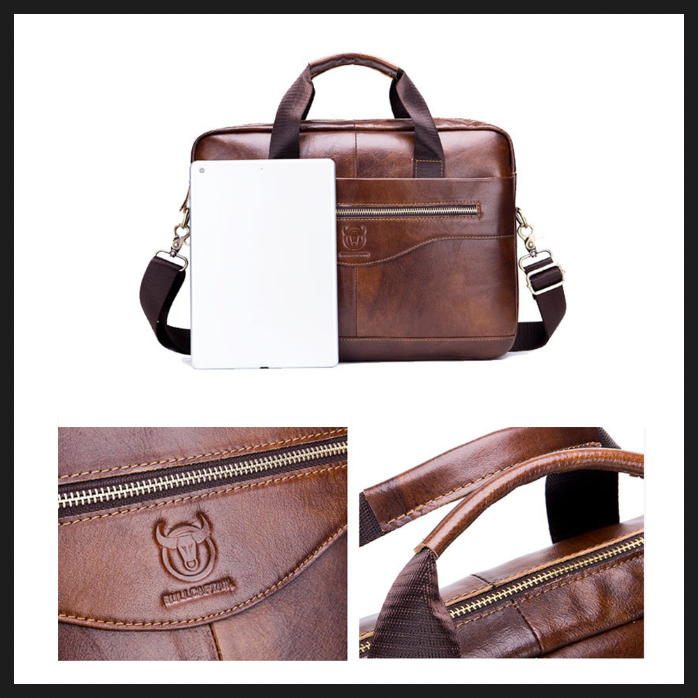 Whatna ビジネス バッグ メンズ 2way ショルダー 手提げ大容量 ブリーフケース A4 14インチPC黒 5