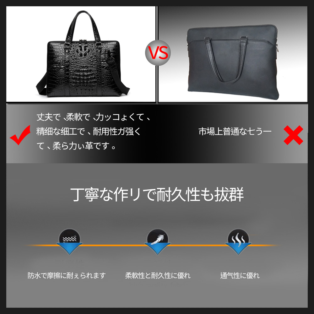 Whatna ビジネス バッグ メンズ 2way ショルダー 手提げ大容量 ブリーフケース A4 14インチPC黒 10