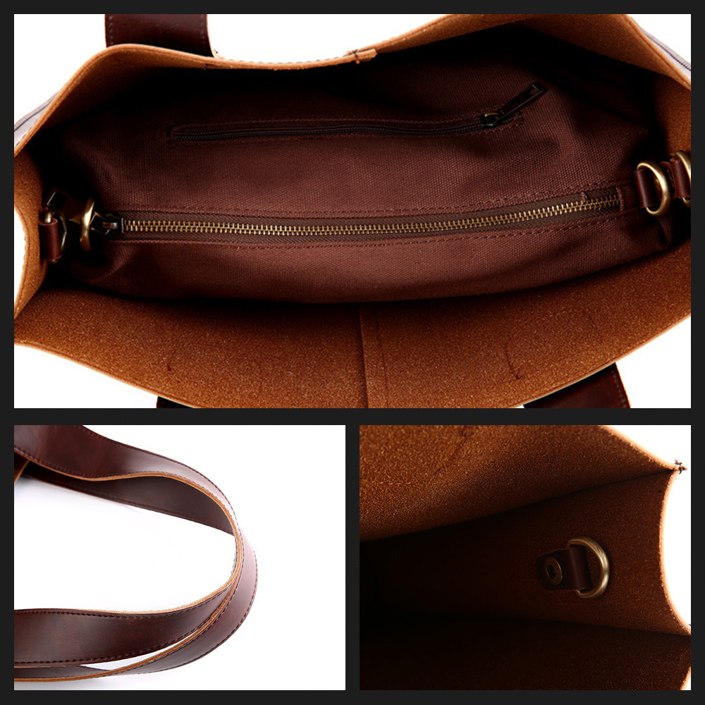 Whatna ビジネス バッグ メンズ 2way ショルダー 手提げ大容量 ブリーフケース A4 14インチPC ブラウン（2128） 5