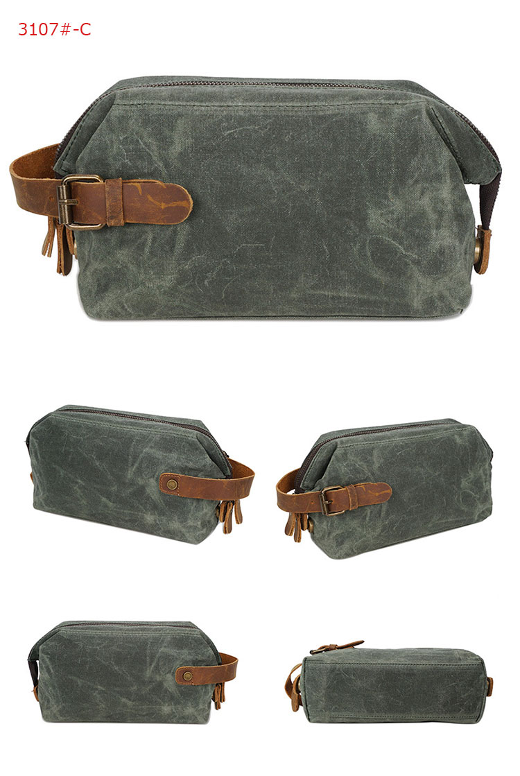 Whatna YJBBミニセカンドバッグ メンズ バッグ クラッチ バッグ 厚手 帆布x牛革 化粧かばん 手持ちバッグ 結婚式 バッグ フォーマル ビジネス 冠婚葬祭バッグ 男性用 紳士用 (3107#) 2