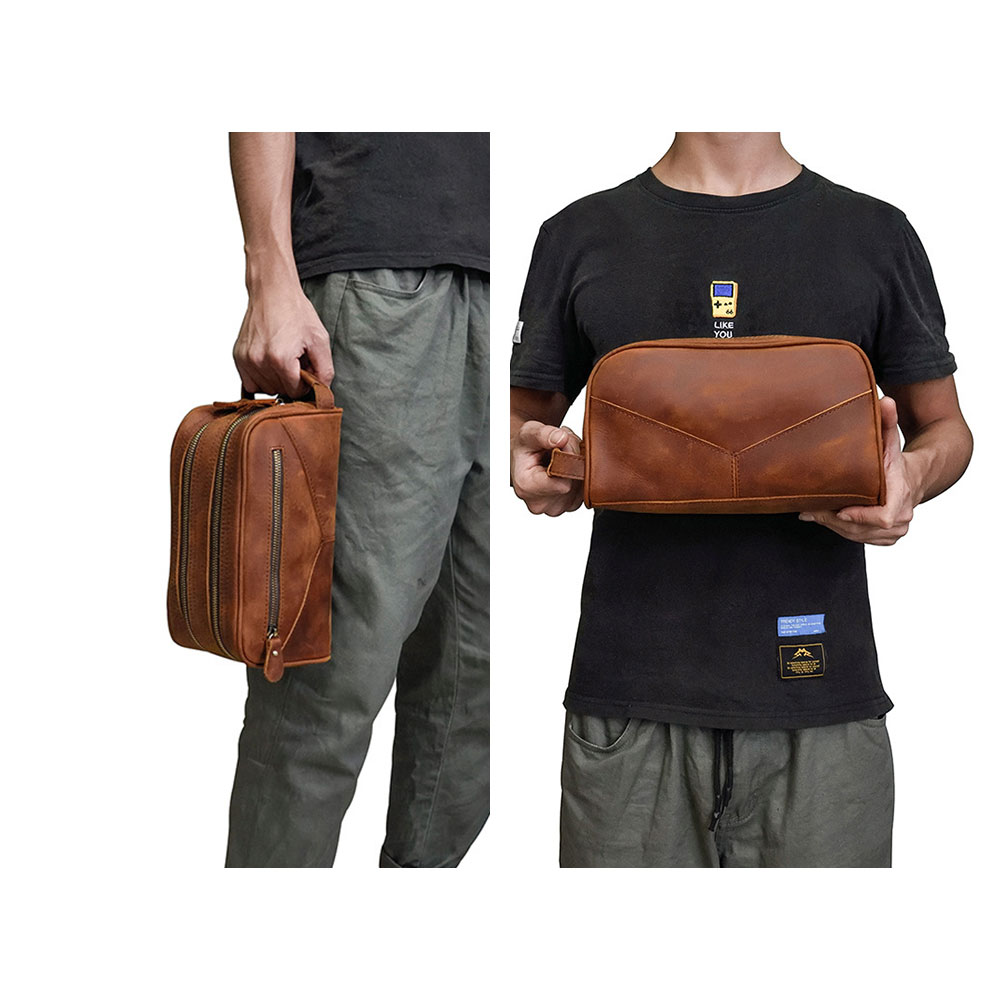 Whatna 2way 牛革 ミニセカンドバッグ メンズ クラッチ バッグ 厚手 本革 レザーカジュアル フォーマル 冠婚葬祭 結婚式 バッグ紳士用 男性用 ブラウンSNQB1008 5