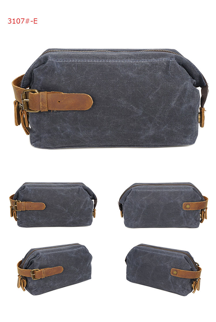 Whatna YJBBミニセカンドバッグ メンズ バッグ クラッチ バッグ 厚手 帆布x牛革 化粧かばん 手持ちバッグ 結婚式 バッグ フォーマル ビジネス 冠婚葬祭バッグ 男性用 紳士用 (3107#) 4