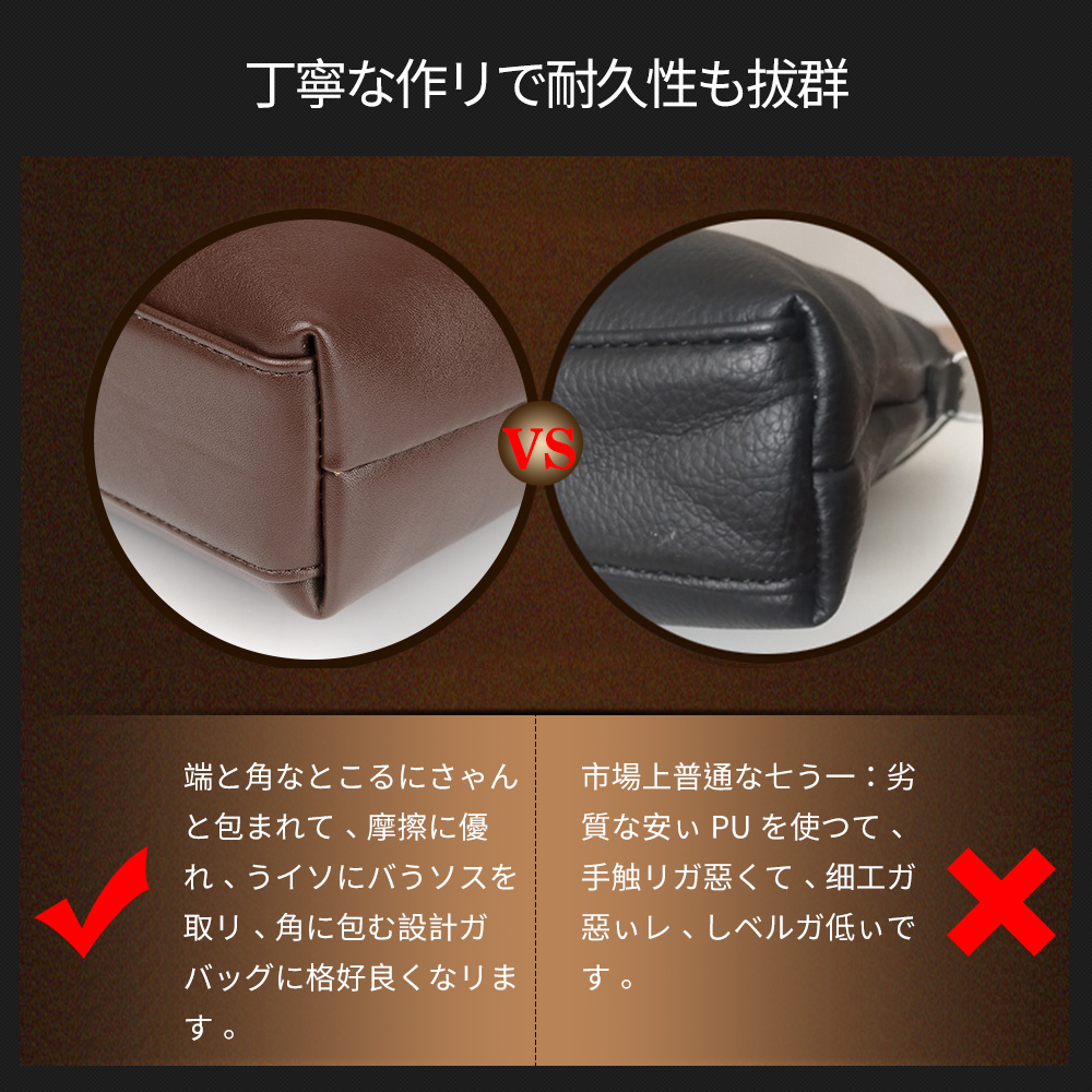 Whatna ビジネス バッグ メンズ 2way ショルダー 手提げ大容量 自立 ブリーフケース A4 15インチPC対応 黒 ブラウン(9931) 4