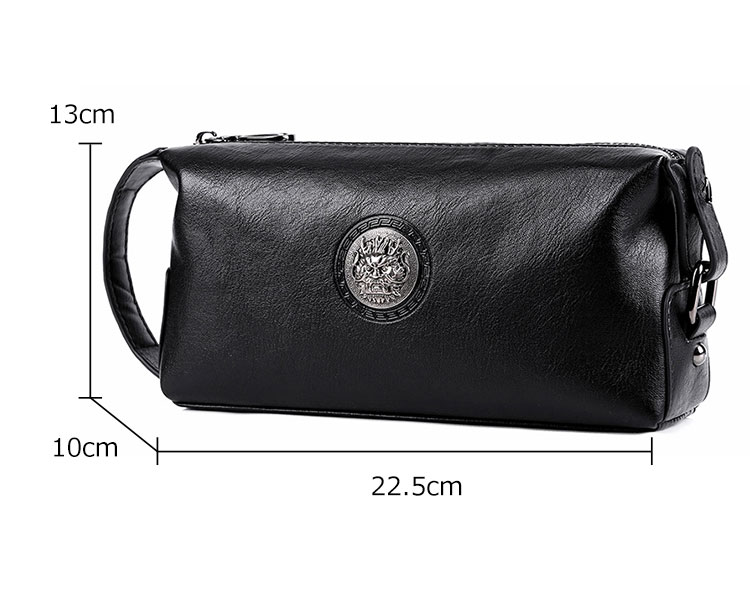 Whatna YJBBボックス型 ミクラッチ バッグ メンズ バッグ セカンドバッグ 小きめ 厚手 レザー本革 手持ちバッグ 結婚式 バッグ 冠婚葬祭バッグ 男性用 紳士用 通勤用 黒 （2001） 3