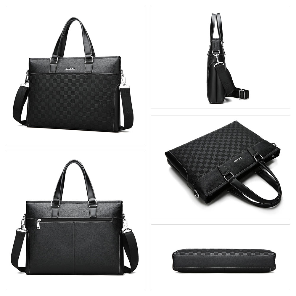 Whatna革 ビジネスバッグメンズ2WAY手提げ ショルダー バッグ 厚手 レザー 本 革 A4 14インチ PC収納可 大容量 旅行出張用 通勤 通学 就活 面接 バッグ かばん 男性用 ブラウン 黒（fk-6625） 2